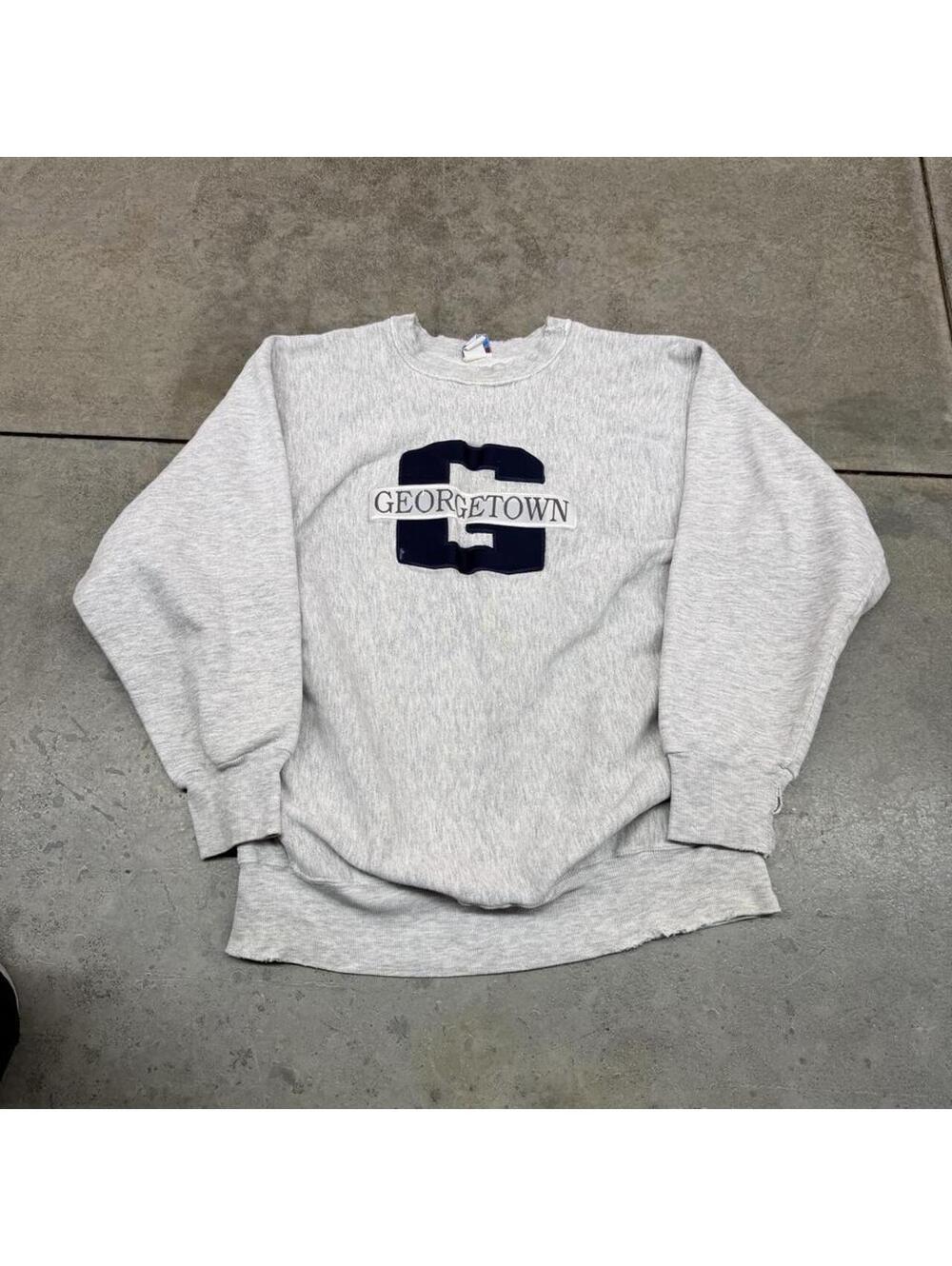 vintage georgetown university collegiate made in usa reverse weave grey crewneck